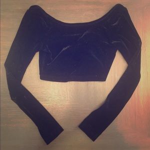Black velvet crop top
